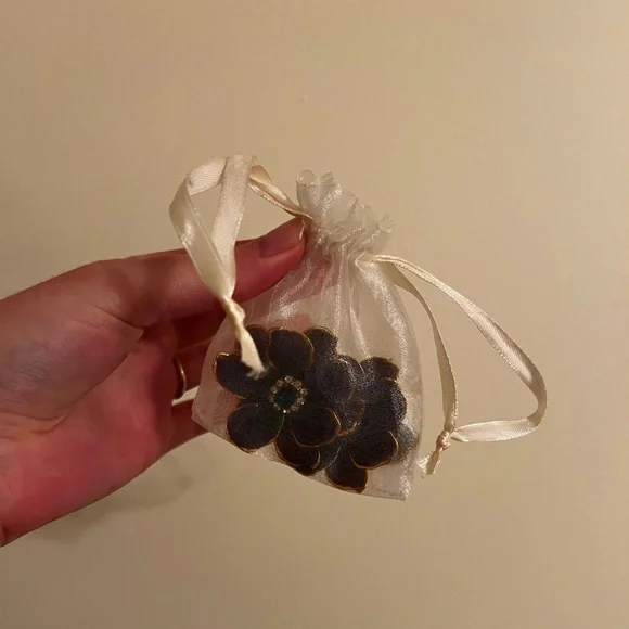 The Pink Reef Statement Floral Earrings with Gold Trim - Picture 3 of 3